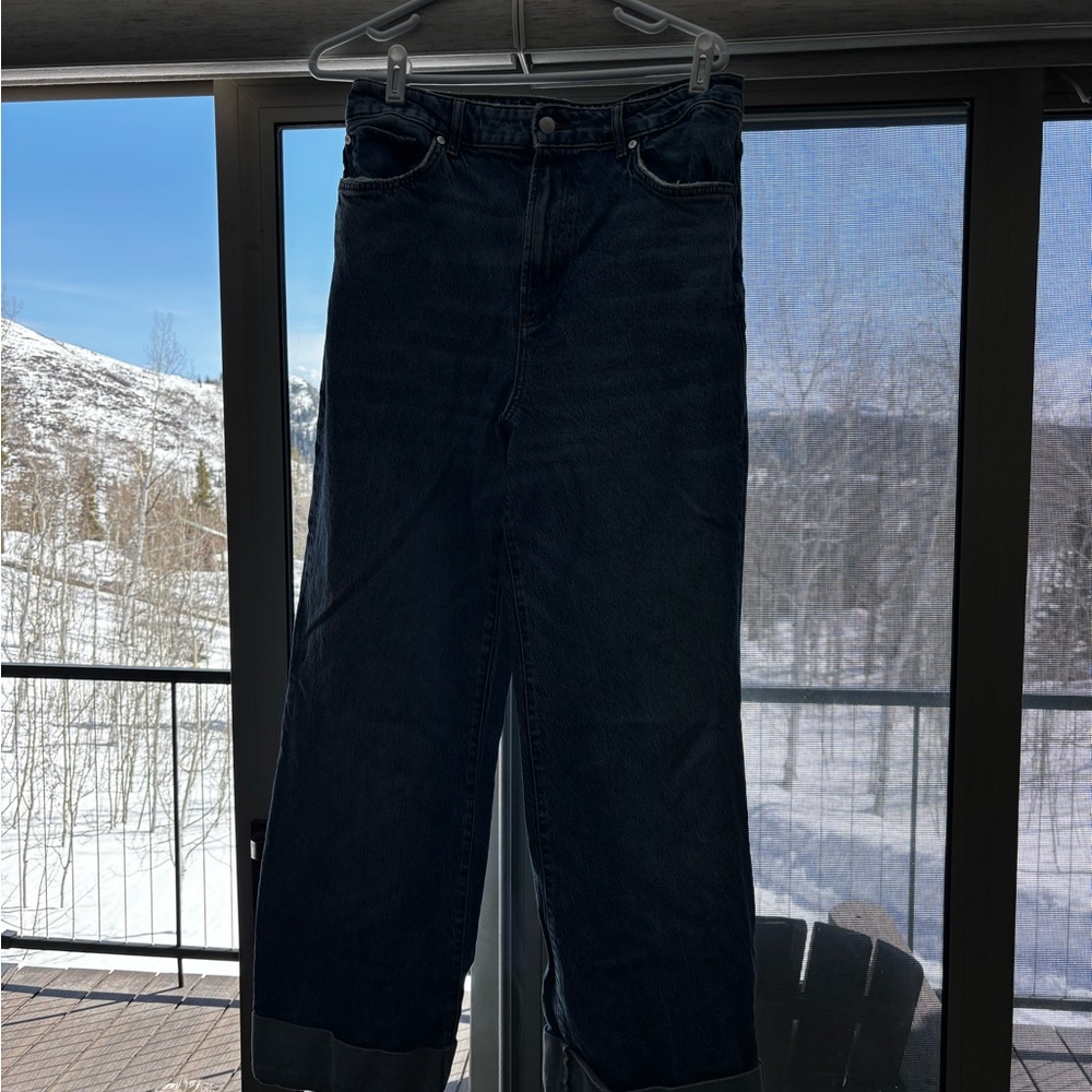 Pilcro wide leg cuffed bottom jeans